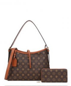Monogram Fashion Handbag and Wallet LY9091 BROWN